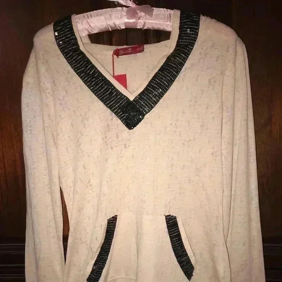 SEVEN BLUSH AND BLACK SEQUENCE PULLOVER PETITE M PULLOVER - Picture 1 of 8
